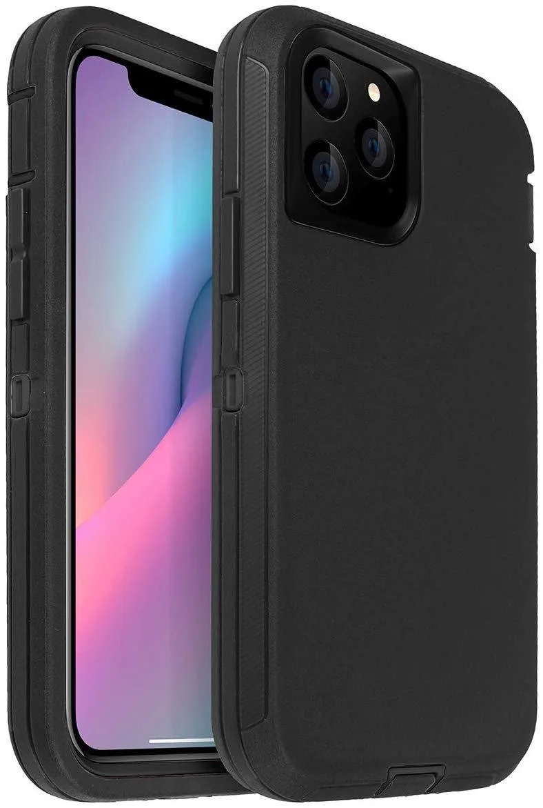 Black rugged case for iPhone 11 with polycarbonate shell and TPU outer layer