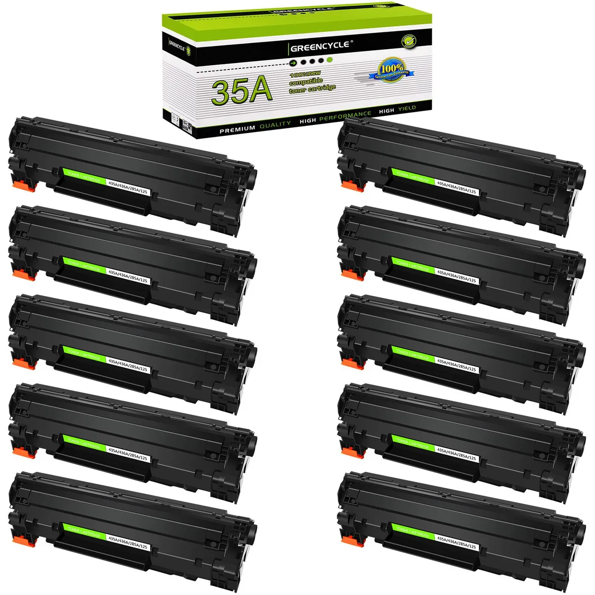 GREENCYCLE GREENCYCLE 10 Pack CB435A Black Toner Cartridge — product photo