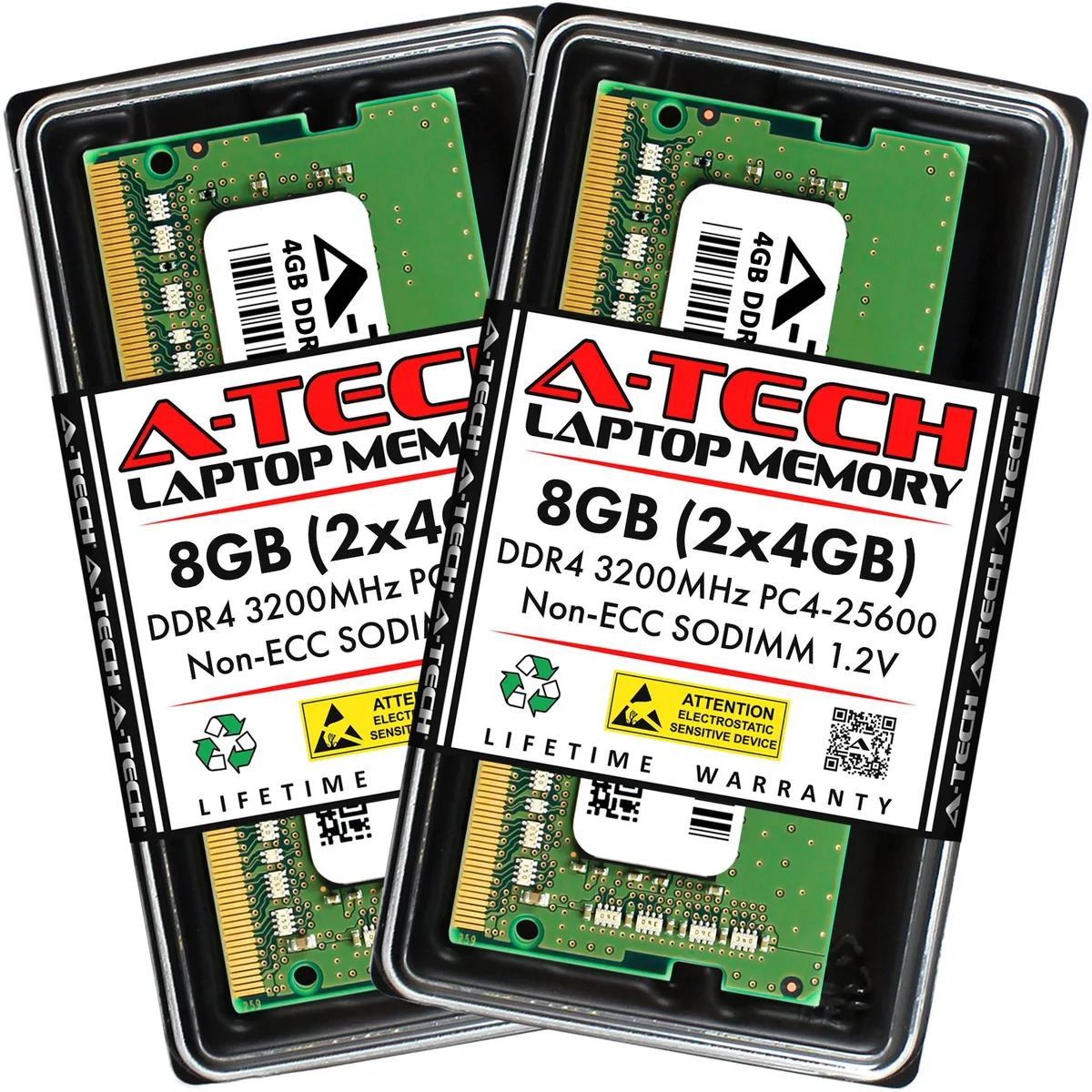 A-Tech A-Tech 8GB (2x4GB) DDR4 3200MHz CL22 1.2V 260-Pin SO-DIMM Laptop RAM Kit — product photo
