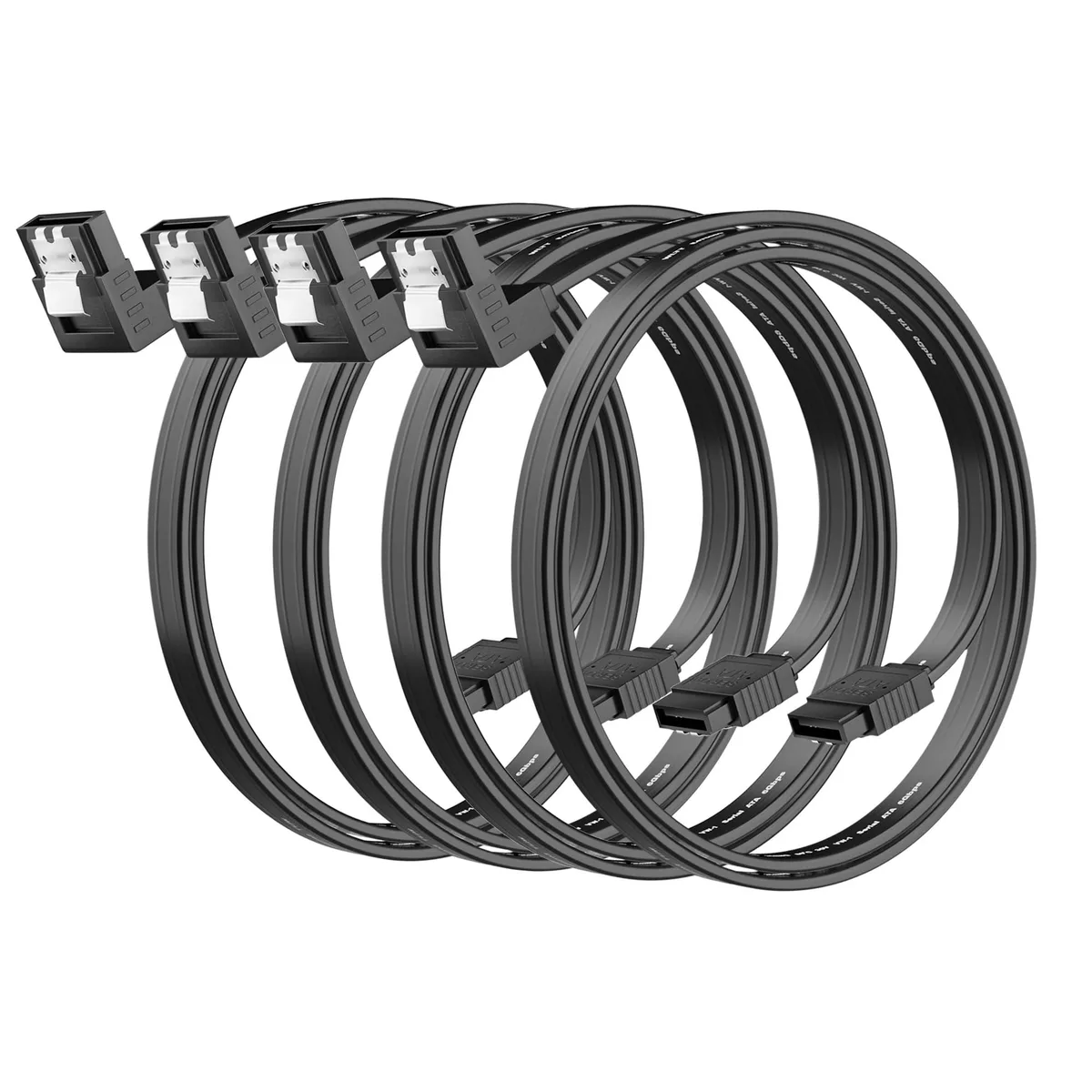 Pagaloce SATA Cable III 18 Inch 4-Pack 90 Degree Right Angle 6Gbps Black — product photo