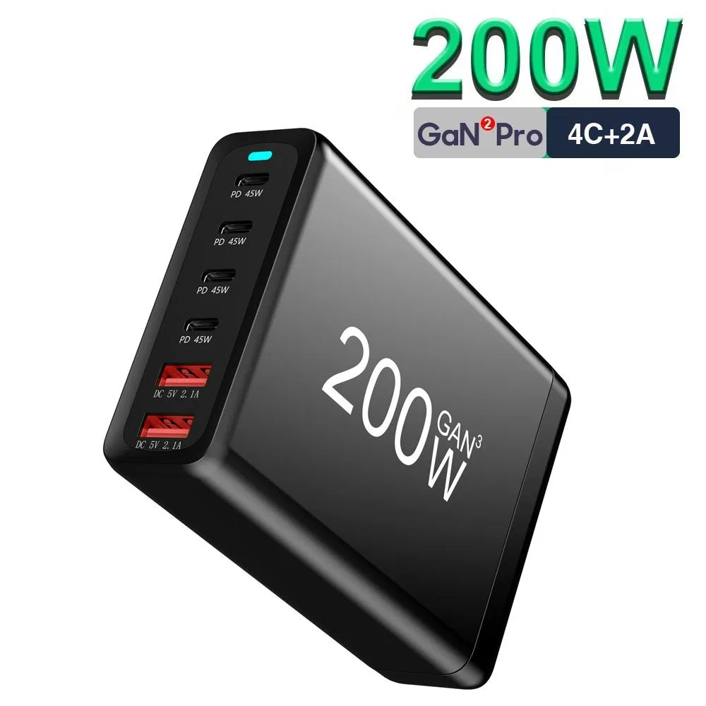 LUOM LUOM GAN200W 6-Port Desktop Charger 200W Black — product photo