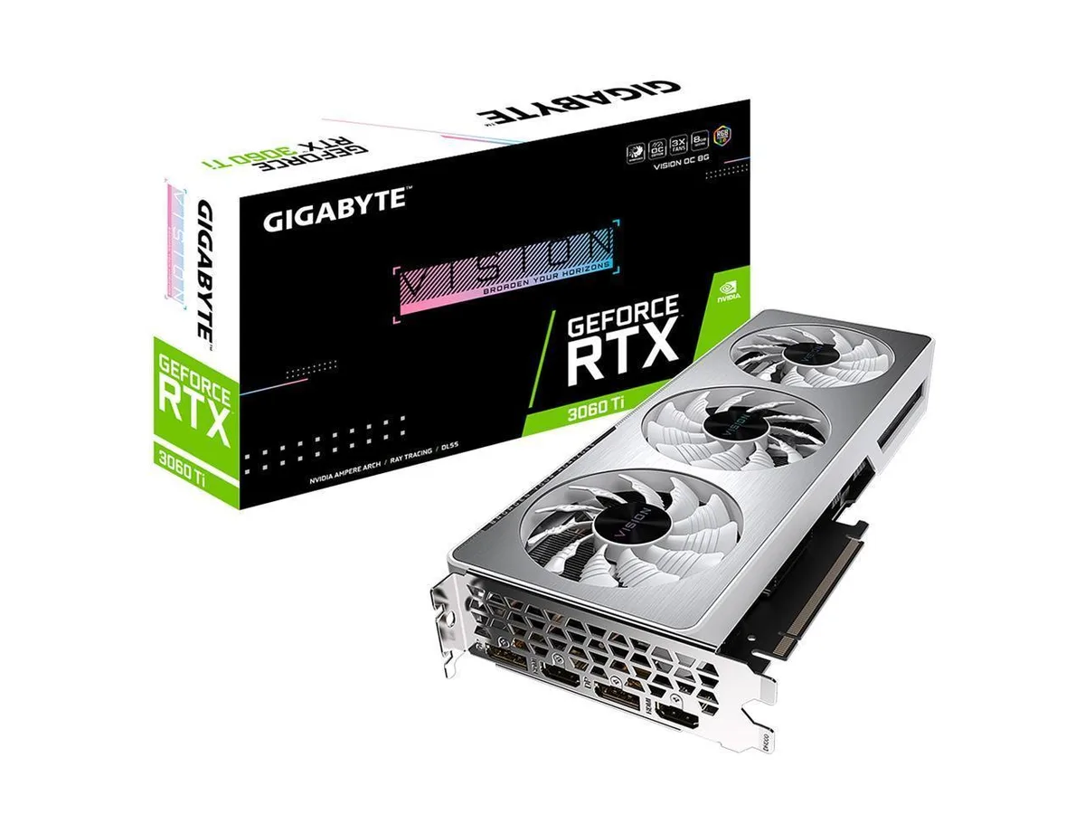 GIGABYTE GIGABYTE GeForce RTX 3060 Ti VISION OC 8G graphics card — product photo