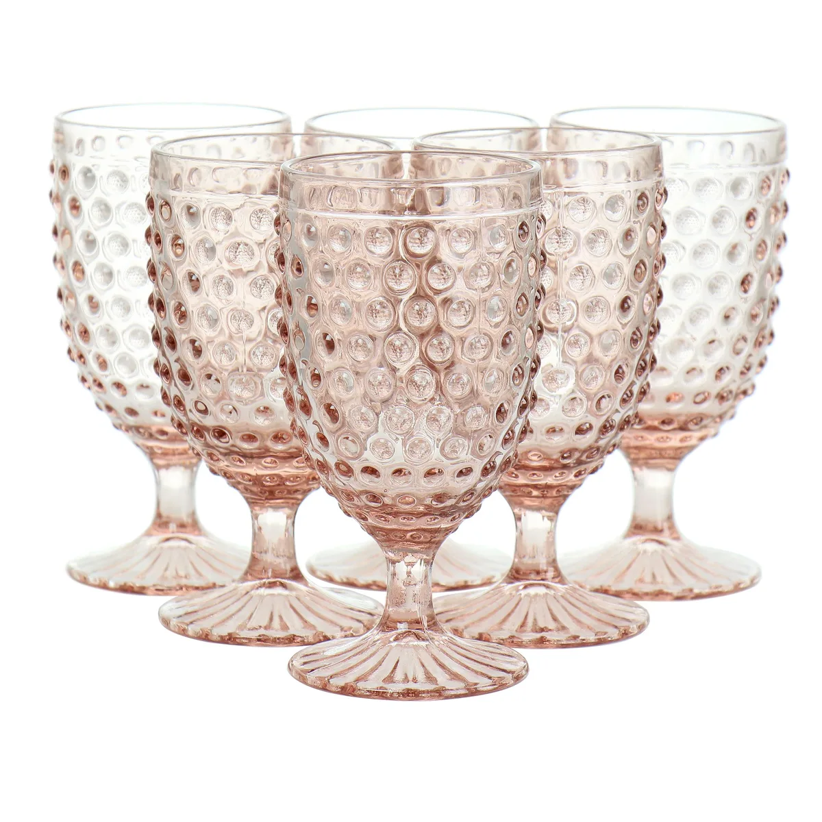 Martha Stewart Martha Stewart 510116852M 6pc 14.2oz Hobnail Goblet Drinkware Set Pink — product photo