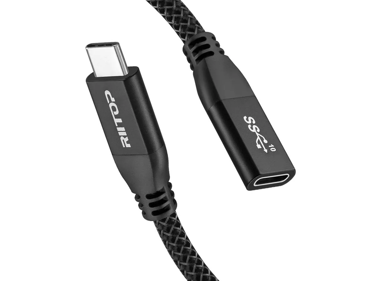 RIITOP RIITOP MTF-C06BK USB 3.1 Gen2 10Gbps Type C Male to Female Extension Cable 0.6m Black — product photo