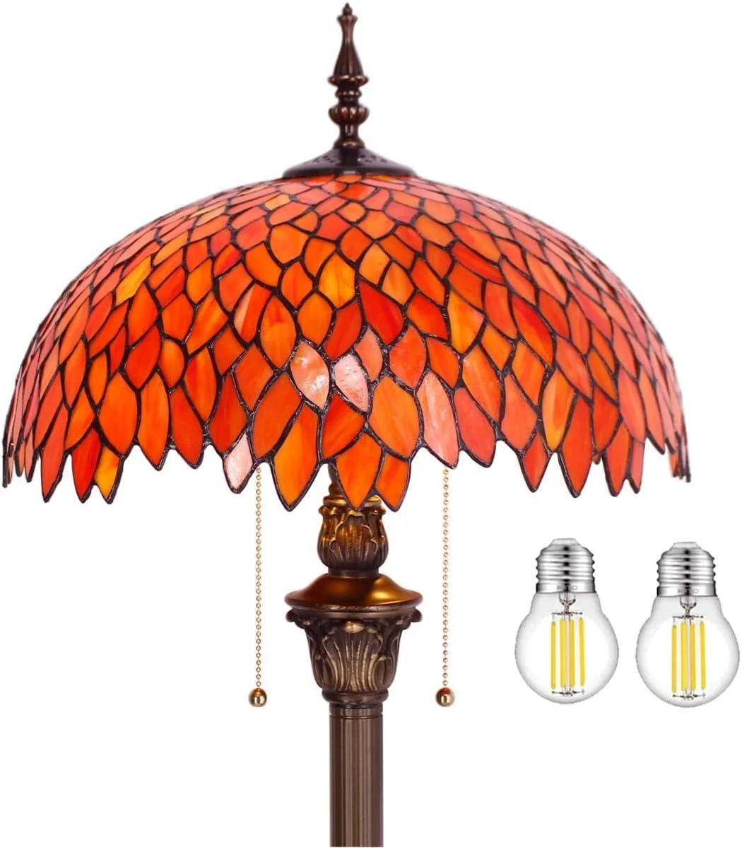 TUKO TUKO Tiffany Floor Lamp Red Orange Wisteria 16x64 S523R — product photo
