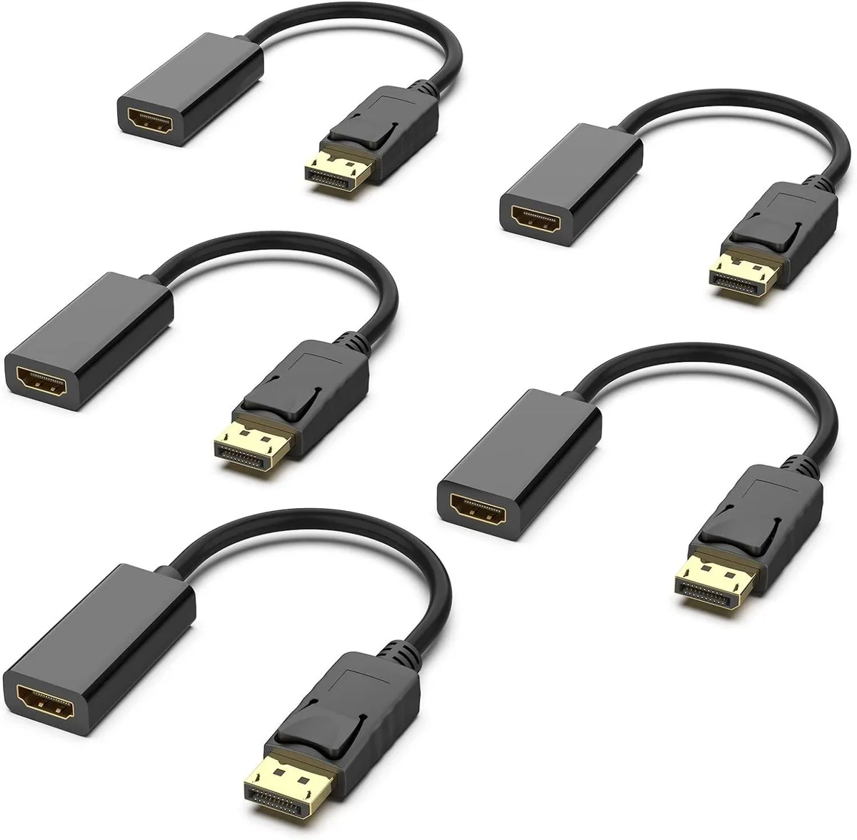BUCIER BUCIER DisplayPort 1.2 to HDMI 1.4 adapter 5-pack male-female passive 4K 30Hz 1080p 60Hz — product photo