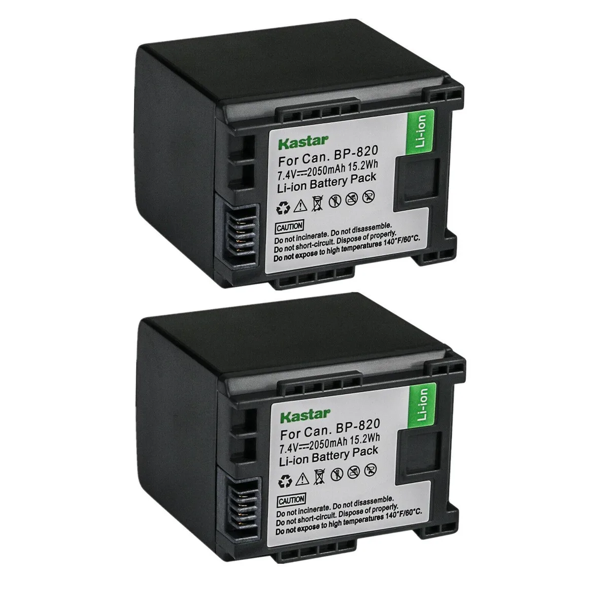 Kastar Kastar BP-820 2-pack camera battery 7.4V 2050mAh 15.2Wh — product photo