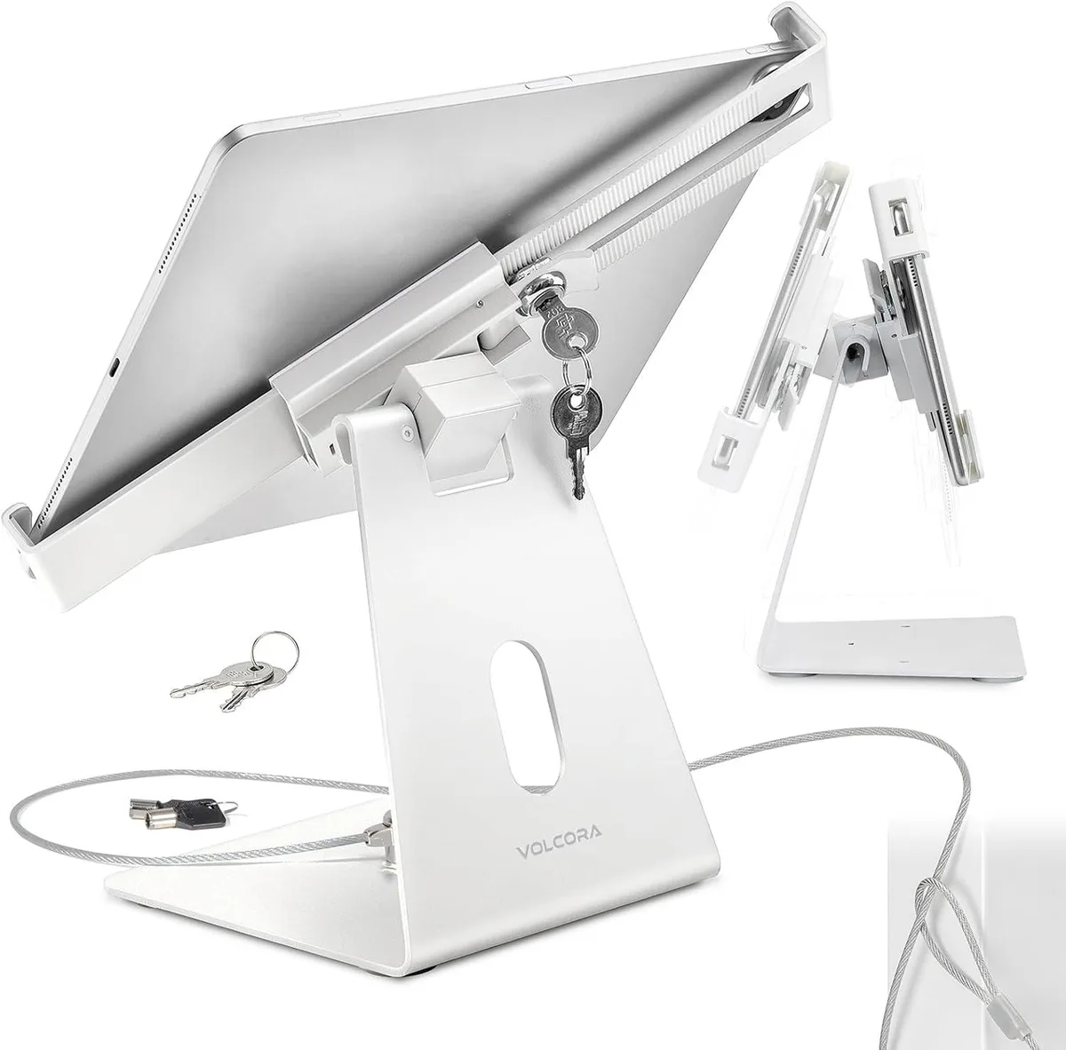 MCHOSE MCHOSE Anti-Theft Tablet Stand White 10-13 inch 360° Swivel 180° Tilt 7.5in Base — product photo