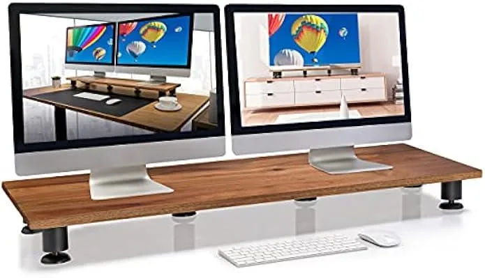 TAURKENAM TAURKENAM Nordik Large Dual Monitor Riser Acacia Hardwood office equipment — product photo