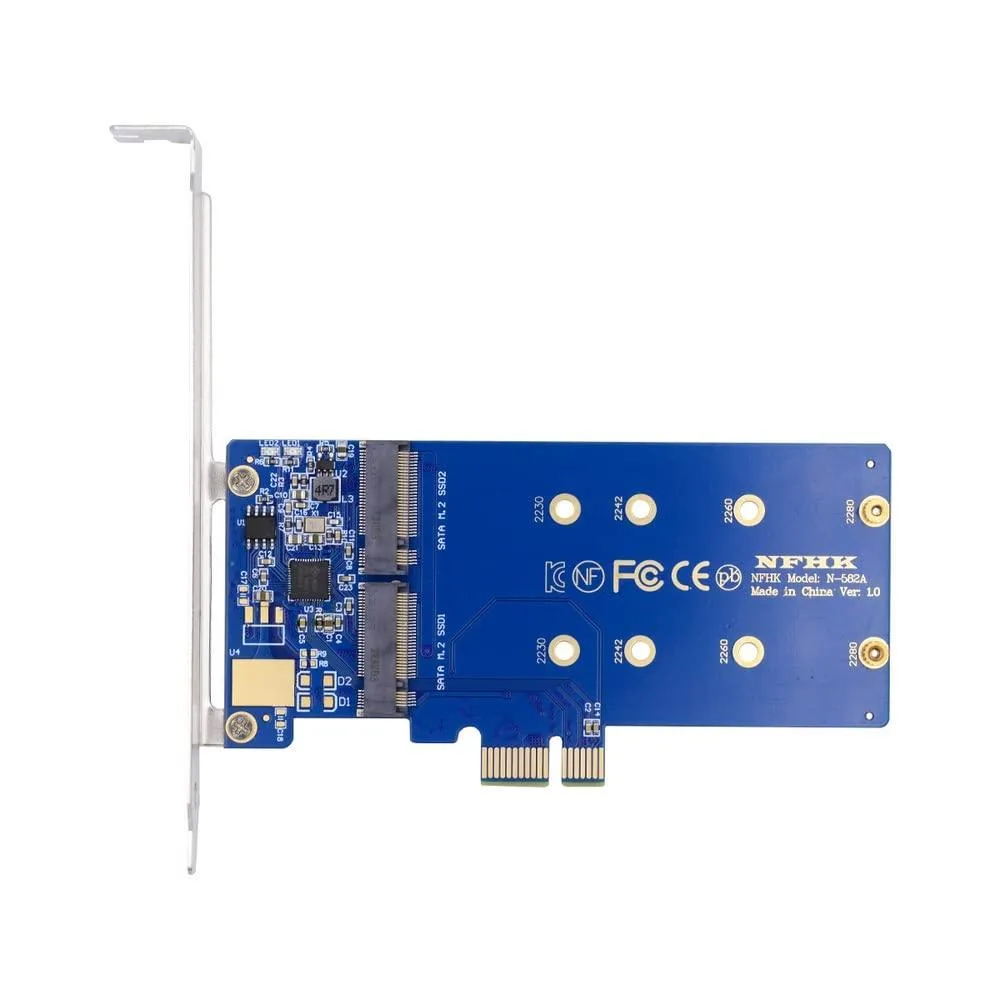 LORDWORLD LORDWORLD JMB582 Dual SATA NGFF Key B+M SSD to PCI-E 1x Adapter — product photo