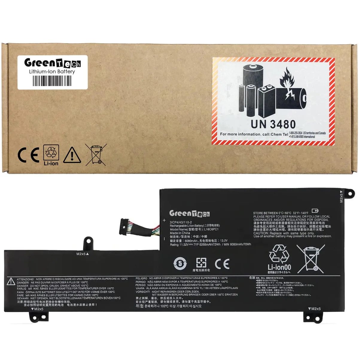 GreenTechLLC GreenTechLLC L16M6PC1 laptop battery 72Wh for Lenovo IdeaPad Yoga 720-15IKB — product photo