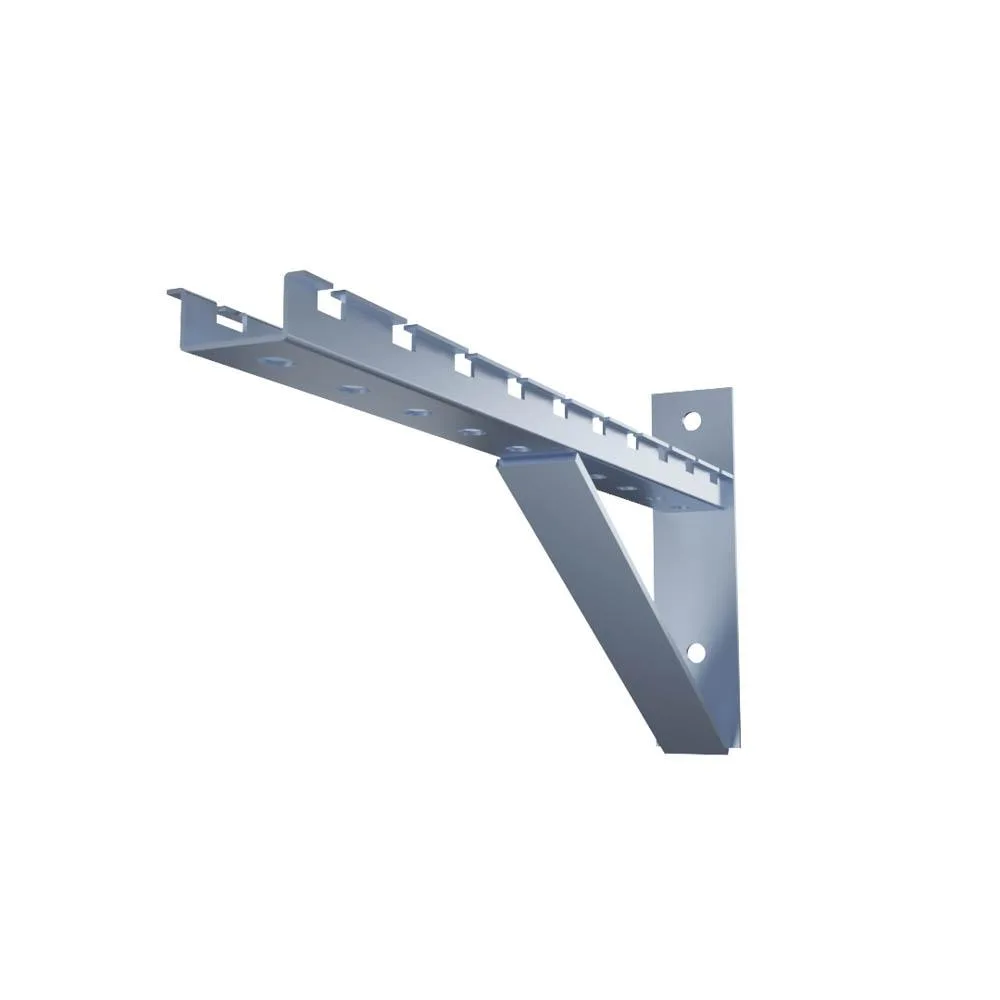 Two silver electro zinc plated triangle wall mount brackets 450mm