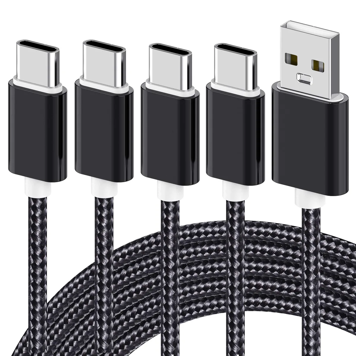 HANNORD HANNORD USB A to USB C cable 4 pack 0.8/3.3/6.6ft black — product photo
