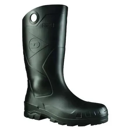 Black knee-high PVC work boots size 14 plain toe