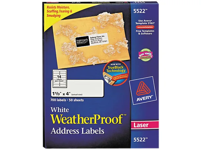 Avery Avery 5522 White Weatherproof Laser Shipping Labels 700 Pack — product photo