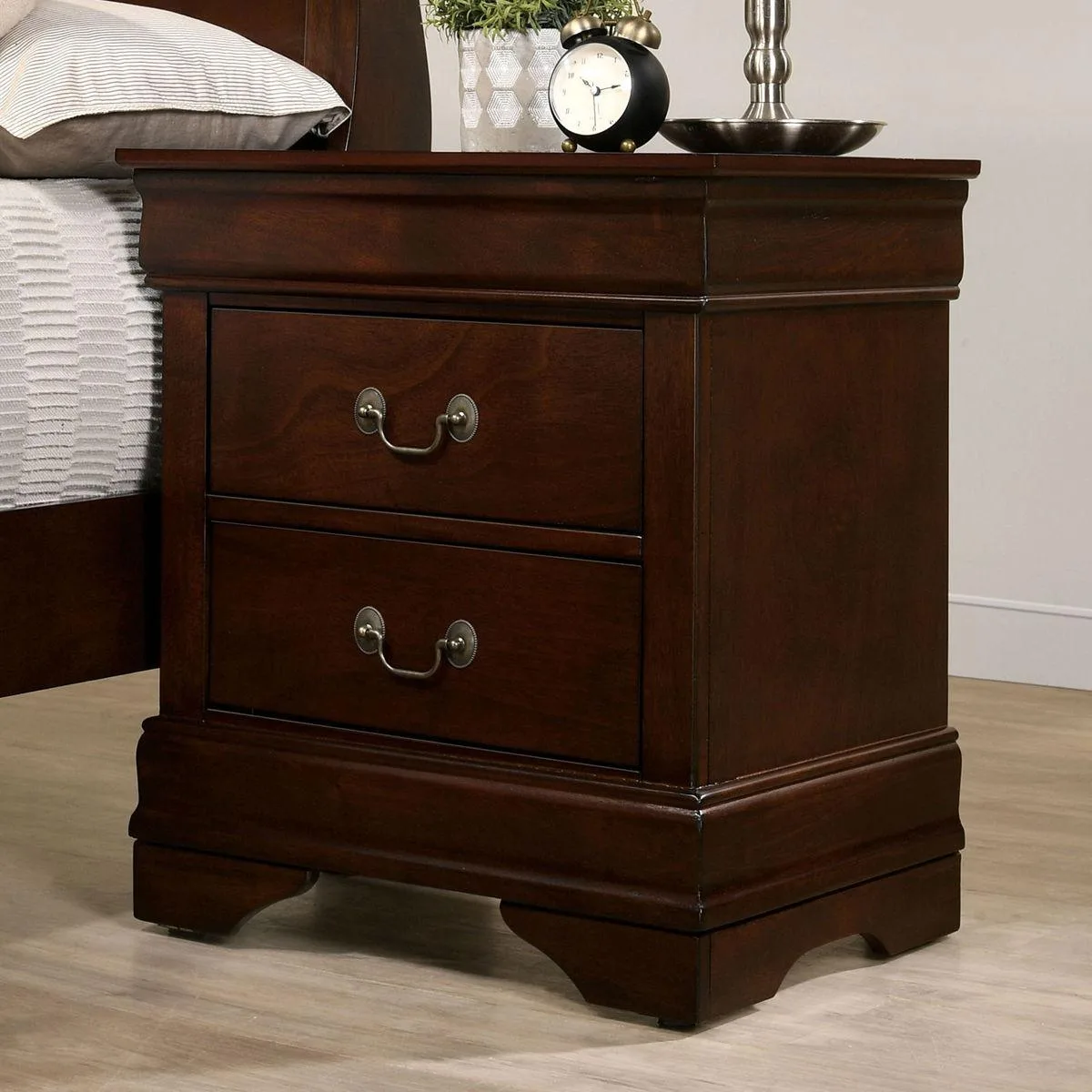 tuphen tuphen Nightstand Cherry Solid Wood English Dovetail Antique Brass Pulls — product photo