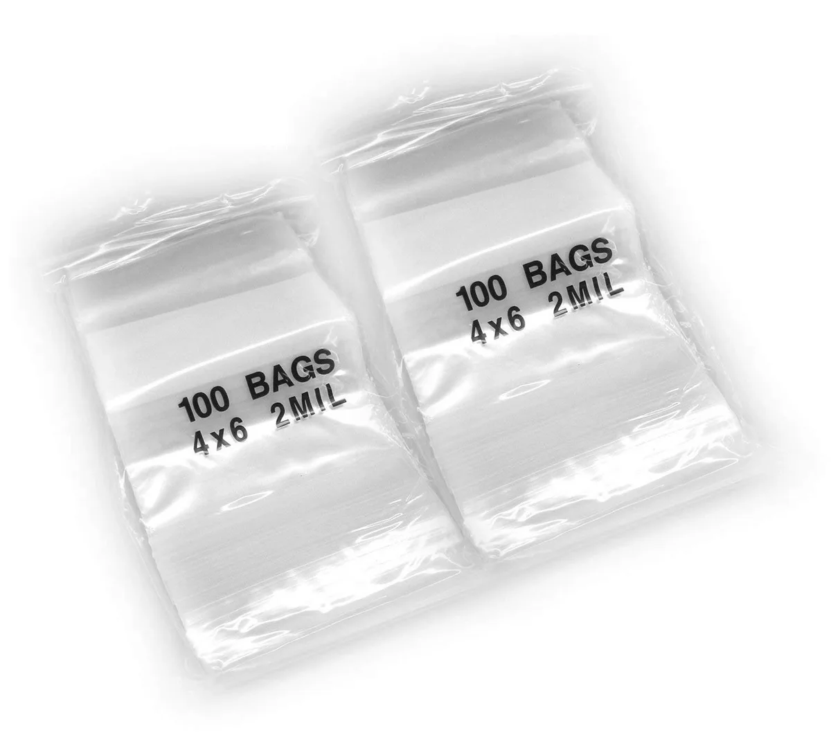 Clear reclosable zipper bags in bulk pack