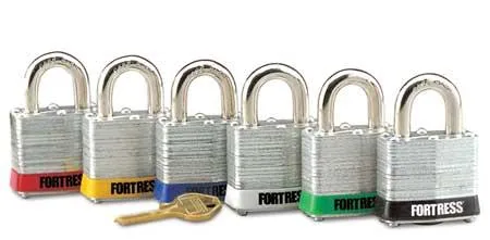 Red steel padlock with 3/4 inch hardened steel shackle