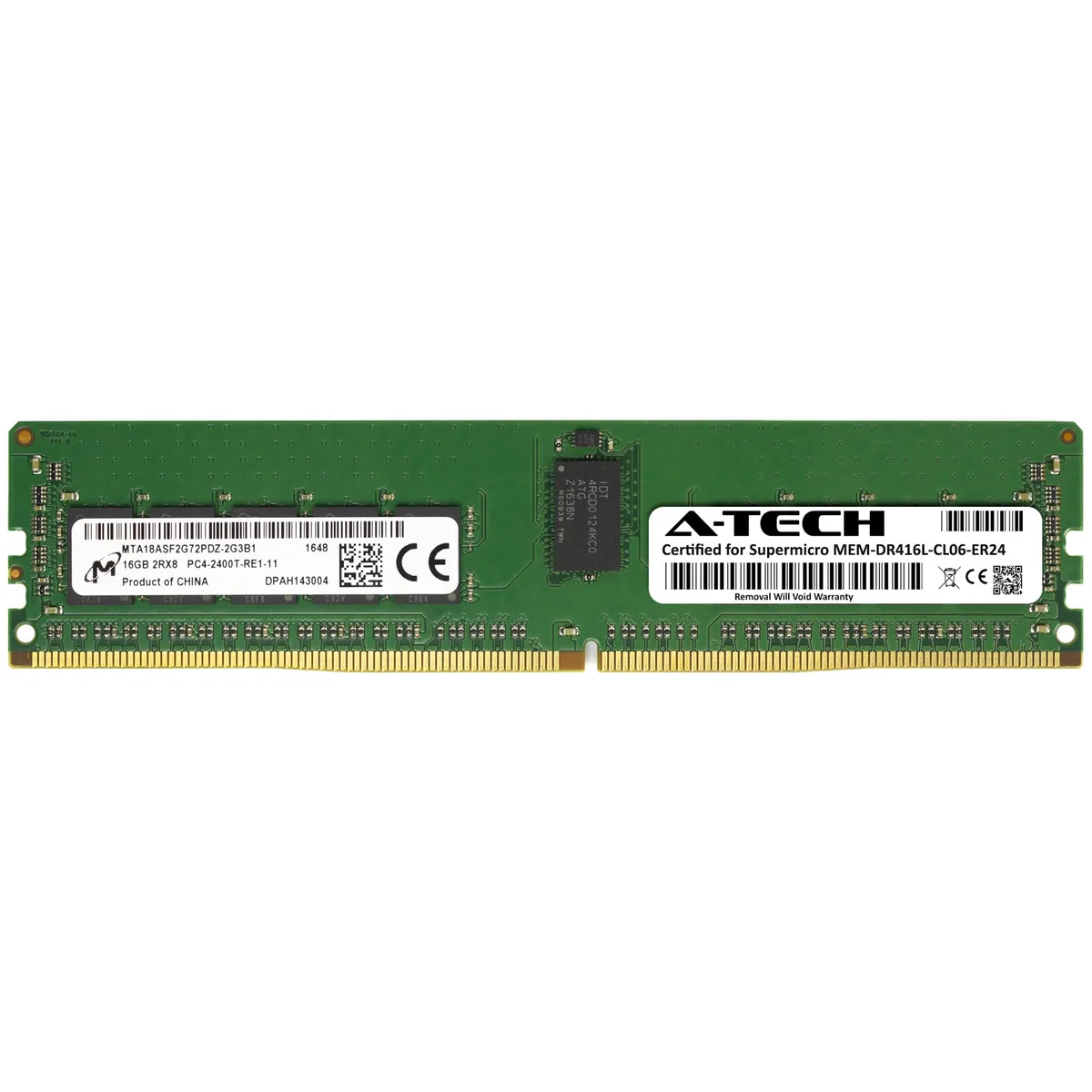 A-Tech A-Tech Supermicro Certified MEM-DR416L-CL06-ER24 16GB DDR4 2400MHz ECC RDIMM server RAM — product photo