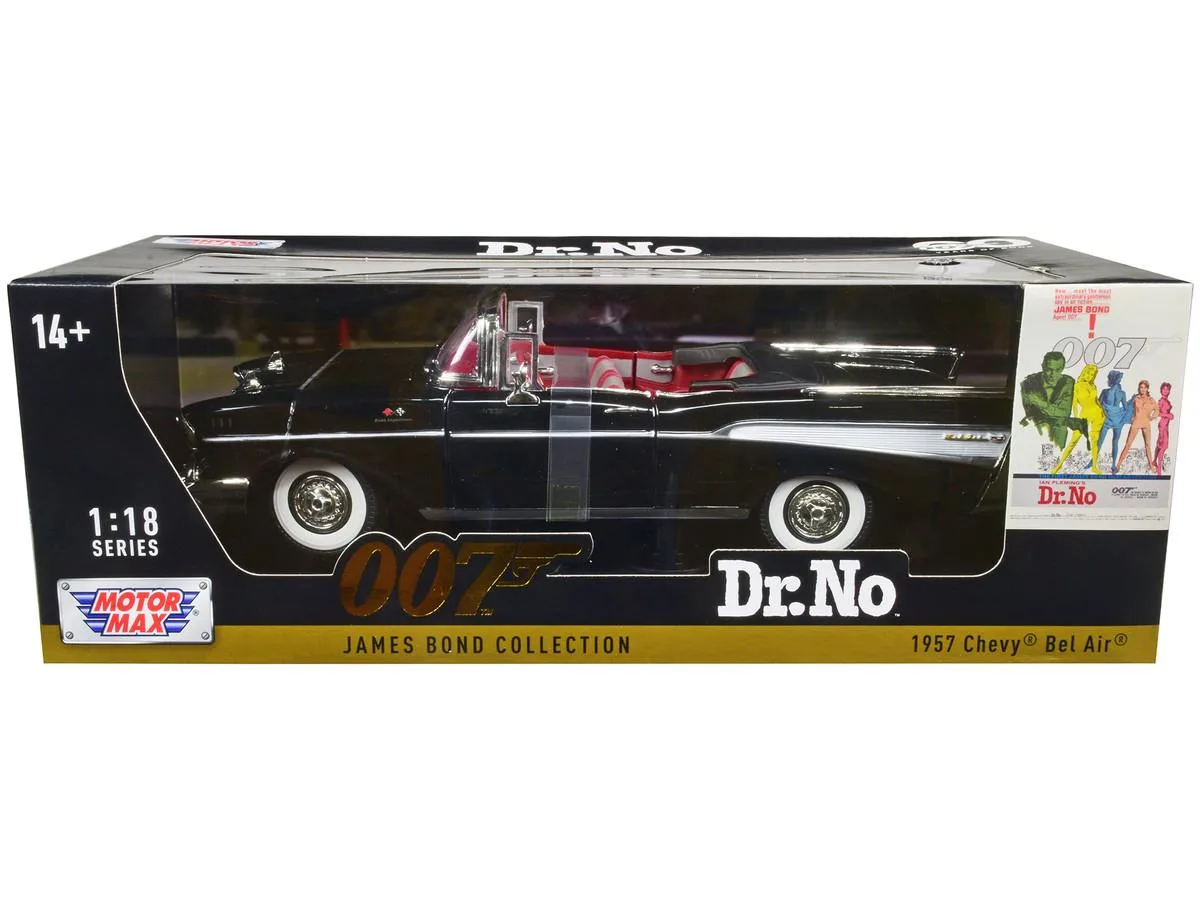 MOTORMAX MOTORMAX 1957 Chevrolet Bel Air Convertible Black James Bond 007 Dr. No 1/18 Diecast Model Car — product photo