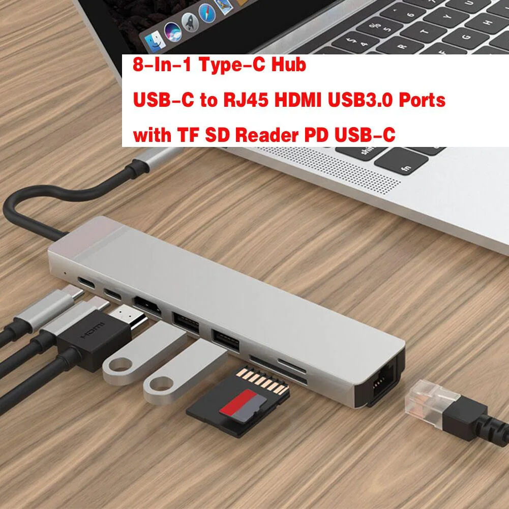 WRIARICH WRIARICH FK-TC801 8-in-1 USB C Hub Gray — product photo