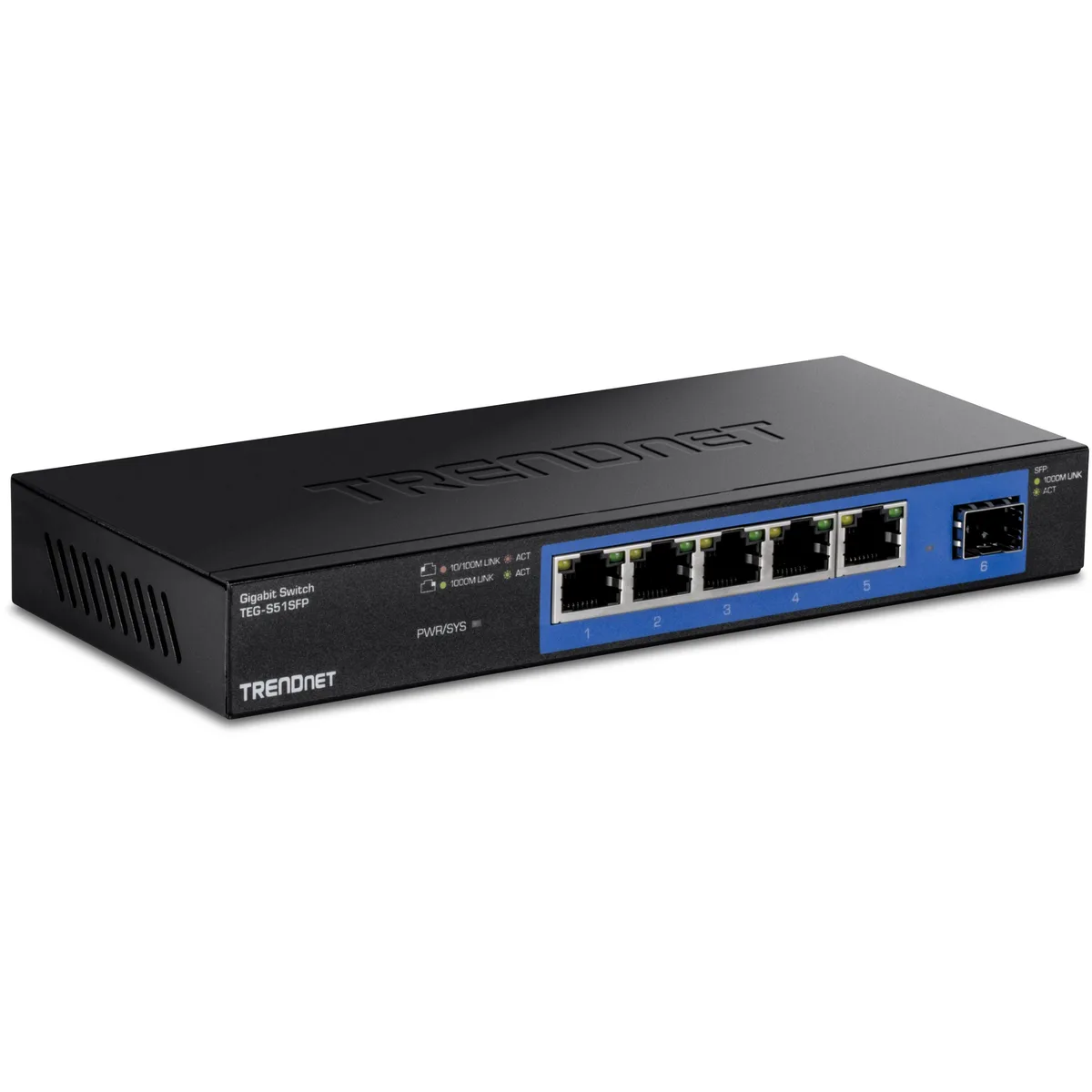 TRENDnet TRENDnet TEG-S51SFP 5-Port Gigabit network switch with SFP slot — product photo