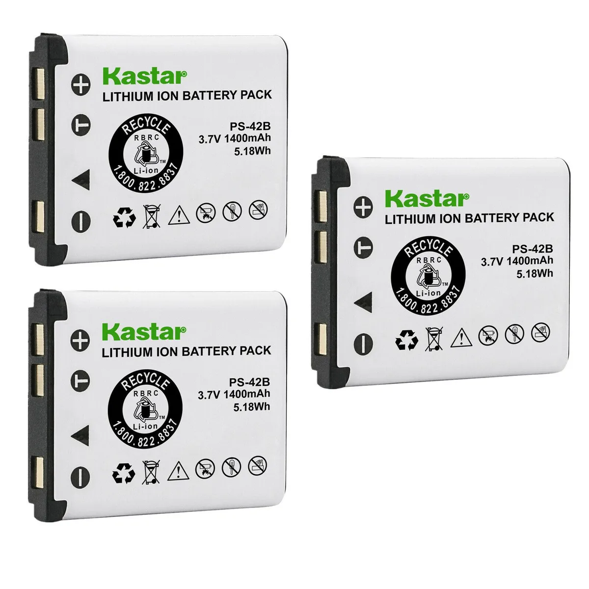 Kastar Kastar LI-42B 3-Pack 1400mAh 3.7V Li-Ion Camera Battery — product photo
