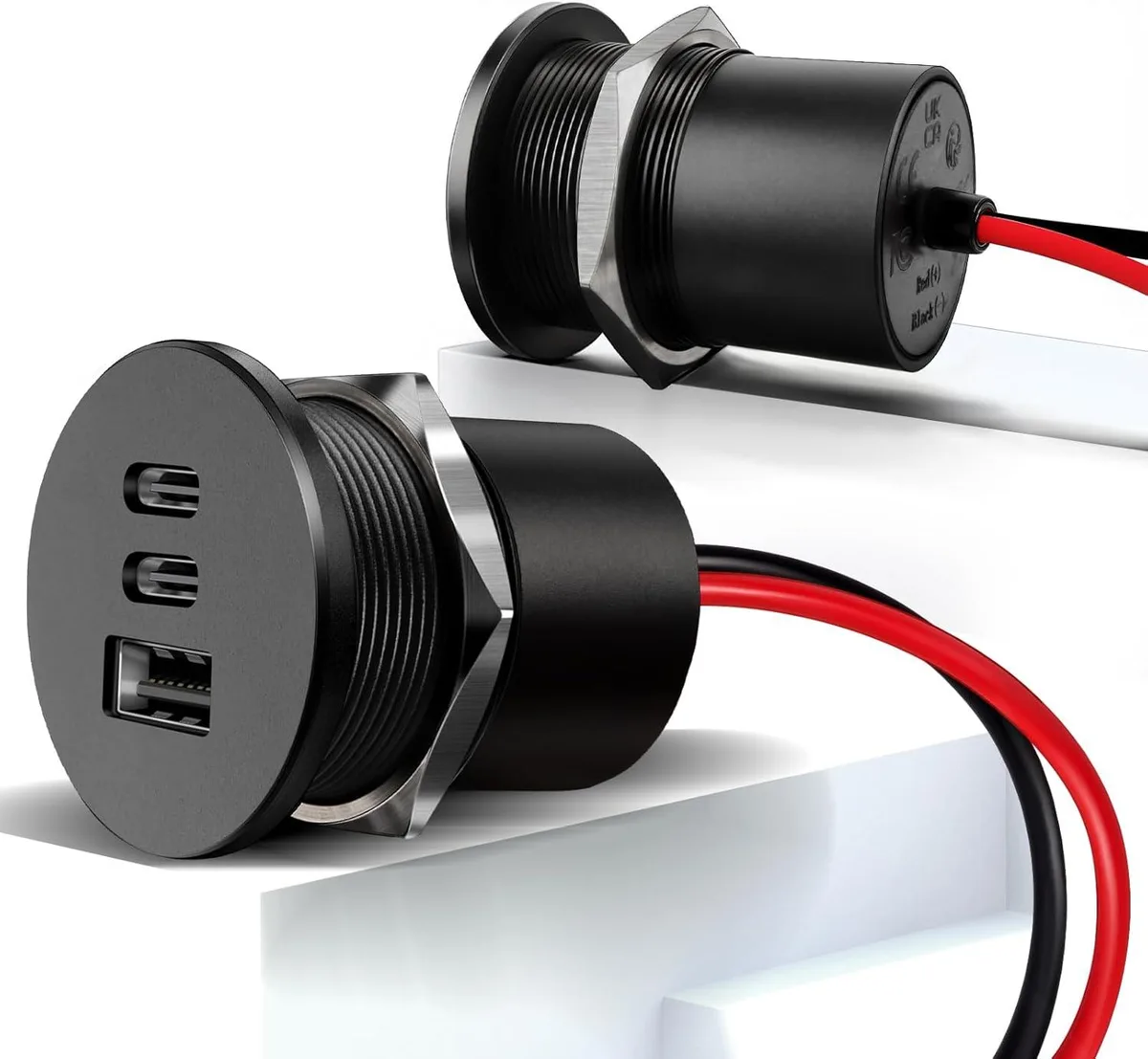 Hamzan Hamzan 78W 12V USB charger dual 30W PD3.0 Type-C 18W QC3.0 aluminium 2 pcs — product photo