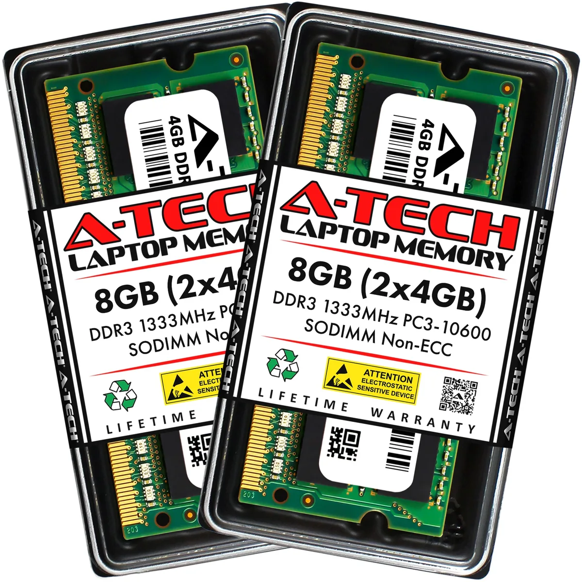 A-Tech A-Tech 8GB (2x4GB) DDR3 1333MHz SODIMM 204-Pin CL9 laptop RAM — product photo