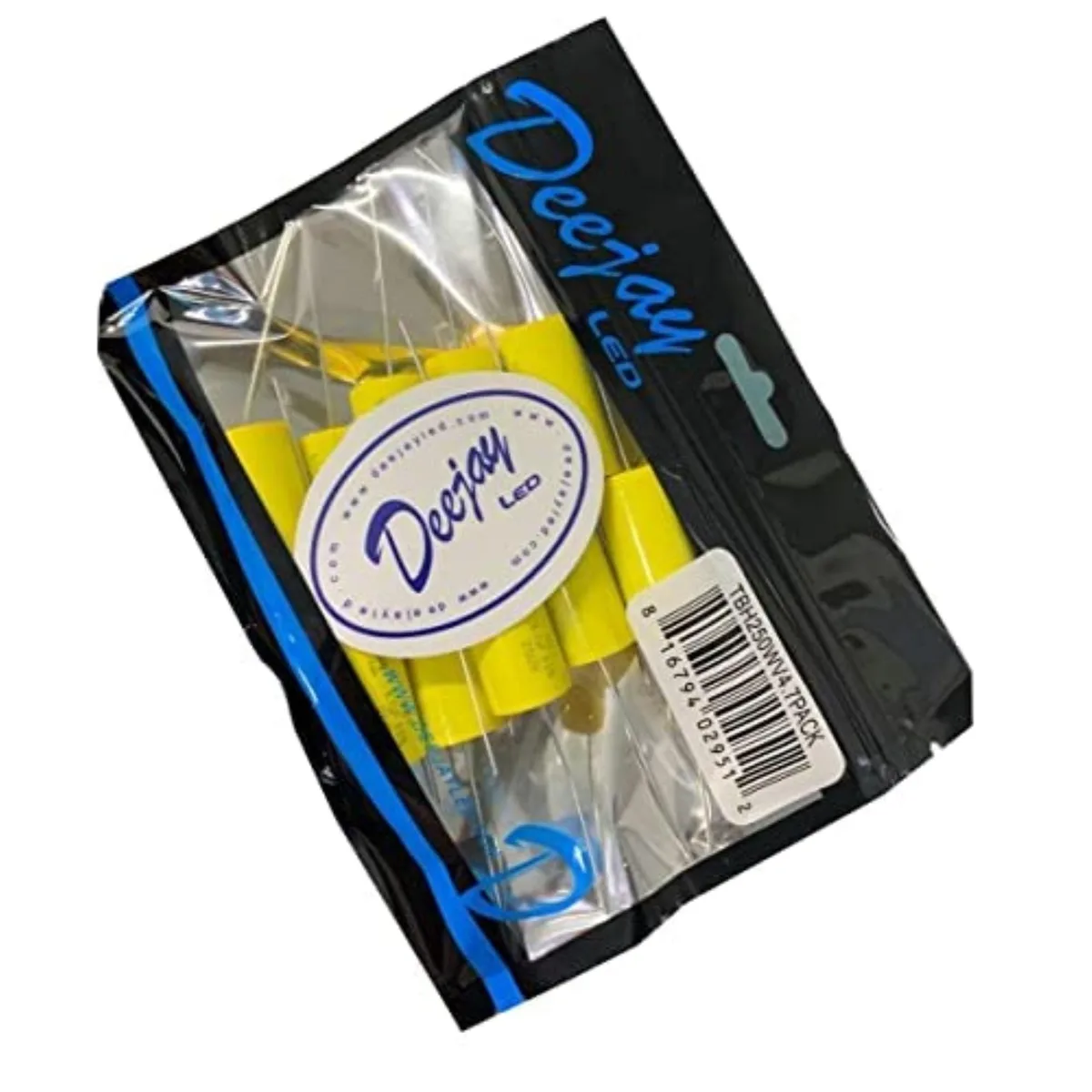 Ten small cylindrical capacitors in a clear bag