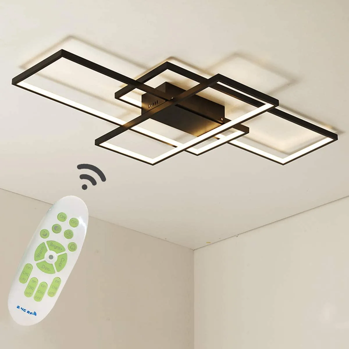 GARWARE WALL ROPES GARWARE WALL ROPES 3-Square 50W Dimmable LED Flush Mount Black 35.4x19.7in — product photo