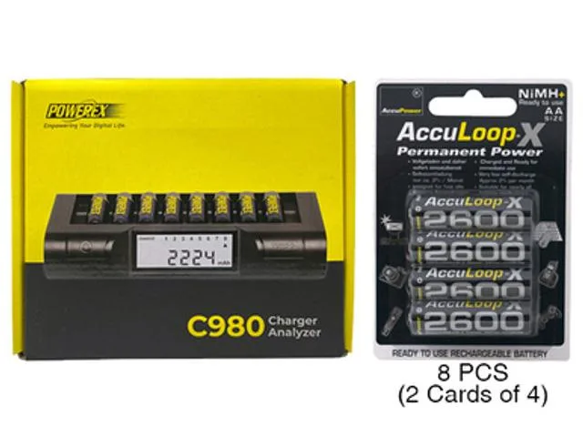 Maha Energy Corp. Maha Energy Corp. C980 Smart Charger &amp; 8 AA NiMH Batteries 2600 mAh — product photo