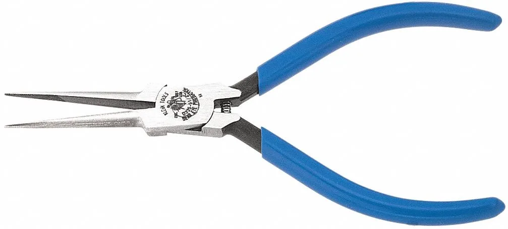 Klein Tools needle-nose pliers with royal-blue dipped handles