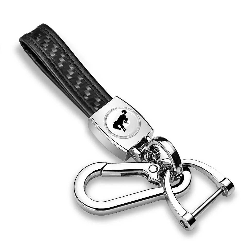 iPick Image, LLC iPick Image, LLC Ford Bronco White Real Black Carbon Fiber Loop-Strap Chrome Hook Key Chain — product photo