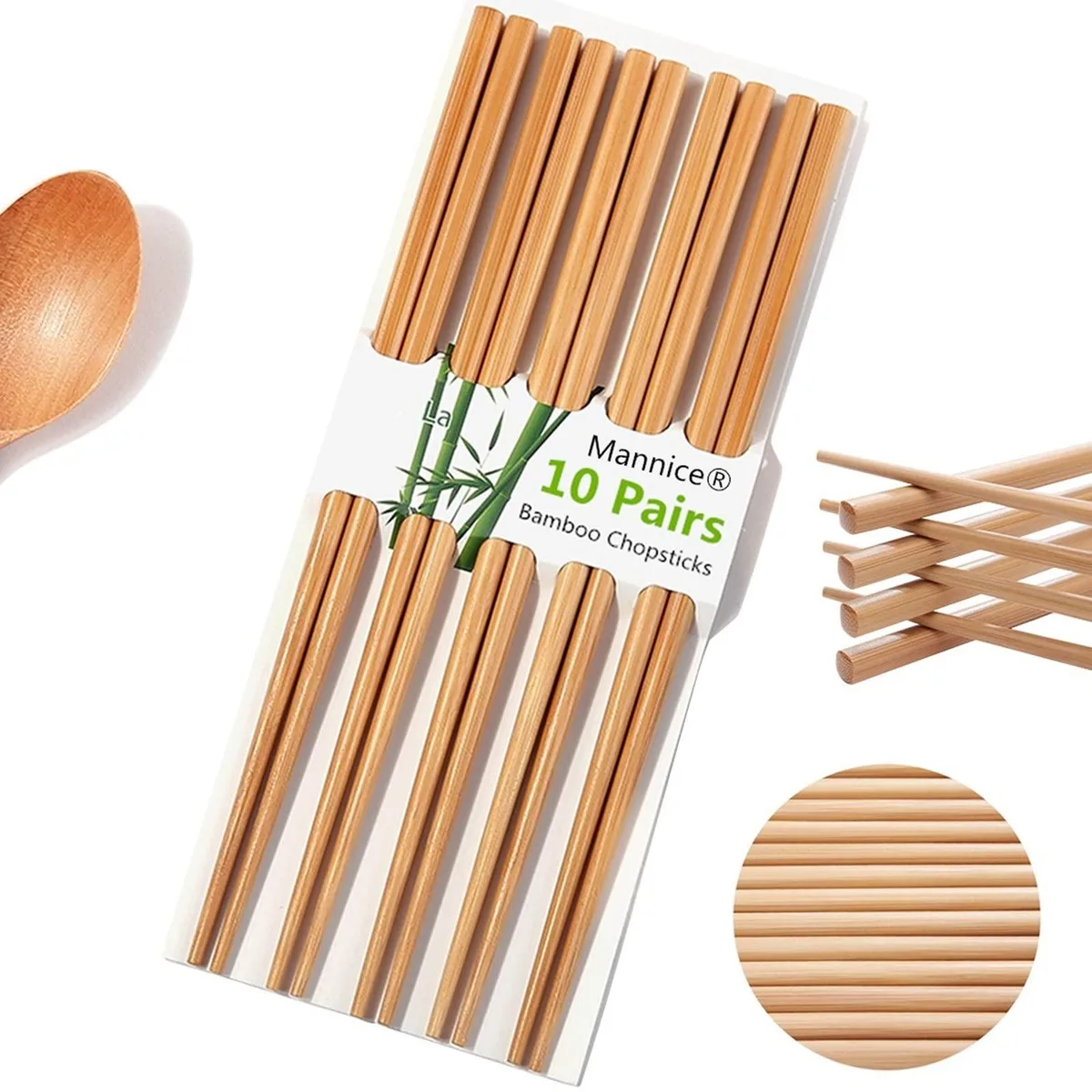 Black bamboo chopsticks, 24 pieces, 9.8 inches long, smooth finish