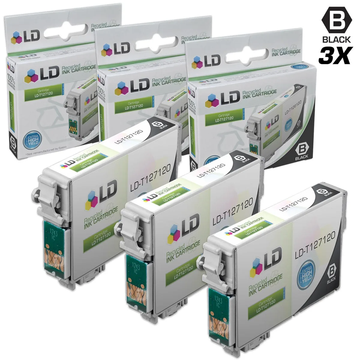 LD Products LD Products T127 3-pack Black Extra High Yield Ink Cartridges — product photo