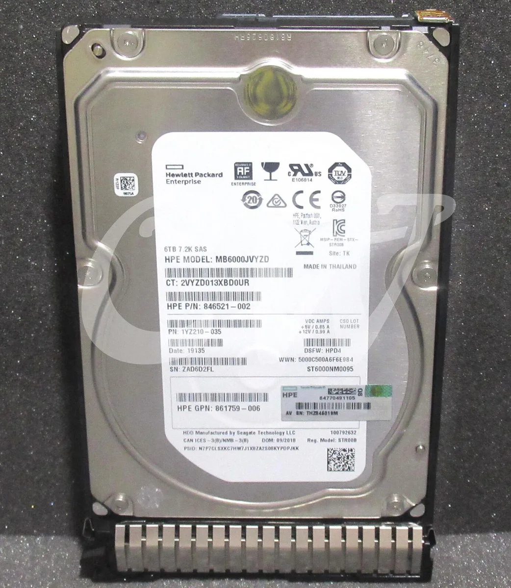HPE HPE MB6000JVYZD 6TB 7.2K 12G 3.5" SAS internal hard drive — product photo