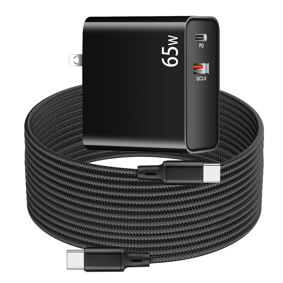  weishan TCS65WAC 65W USB-C charger with cable, black — product photo