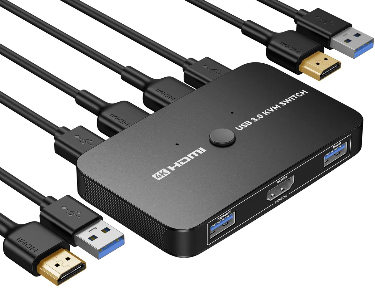 KEHIPI KEHIPI KVM-02BK 2-Port 4K@30Hz KVM Switch Black — product photo