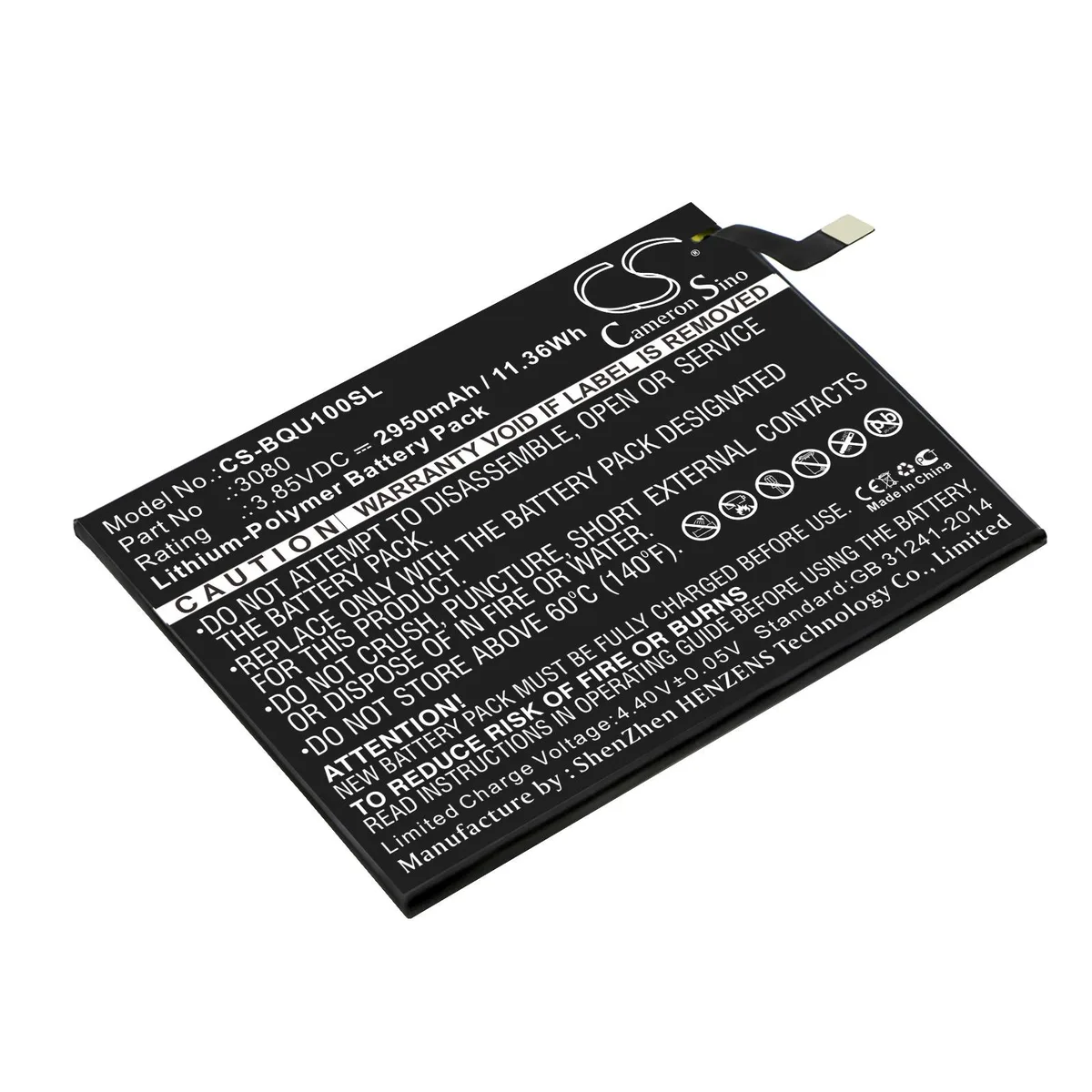 Cameron & Co Cameron & Co DS-CS-BQU100SL cell phone battery 2950mAh 3.85V — product photo