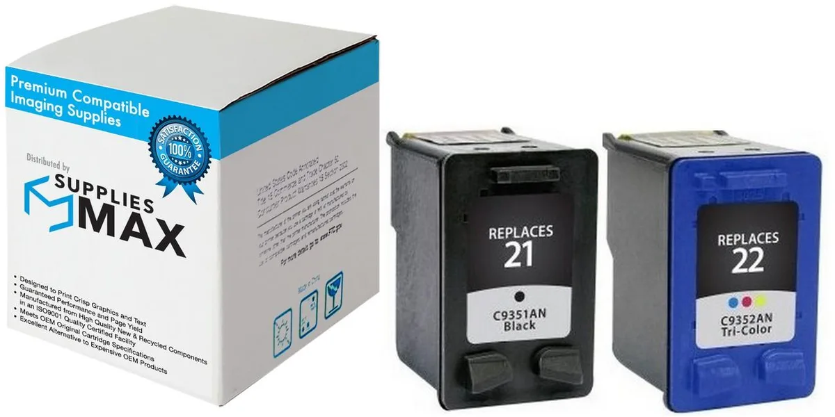 SuppliesMax SuppliesMax HP C9509FN Inkjet Combo Pack (Black/Color) (NO. 21/NO. 22) — product photo