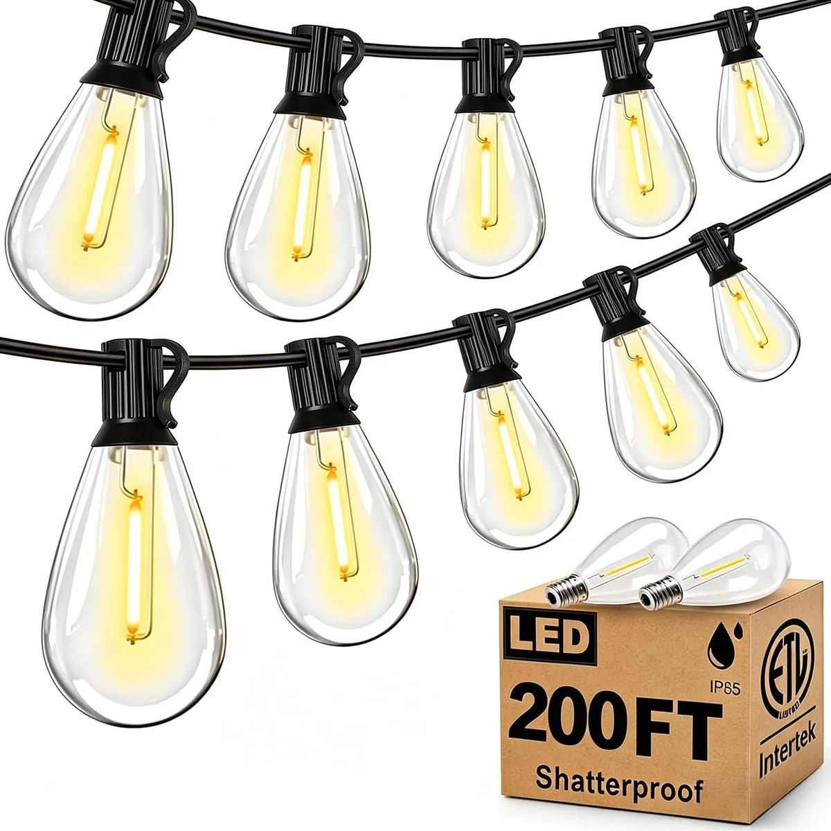 200 ft string of 60 red S11 LED bulbs on blue wire