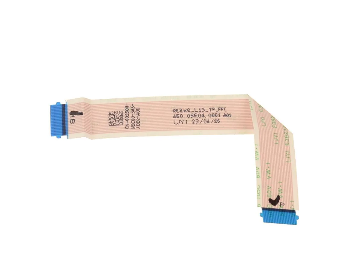 Flat orange ribbon cable with connectors at both ends