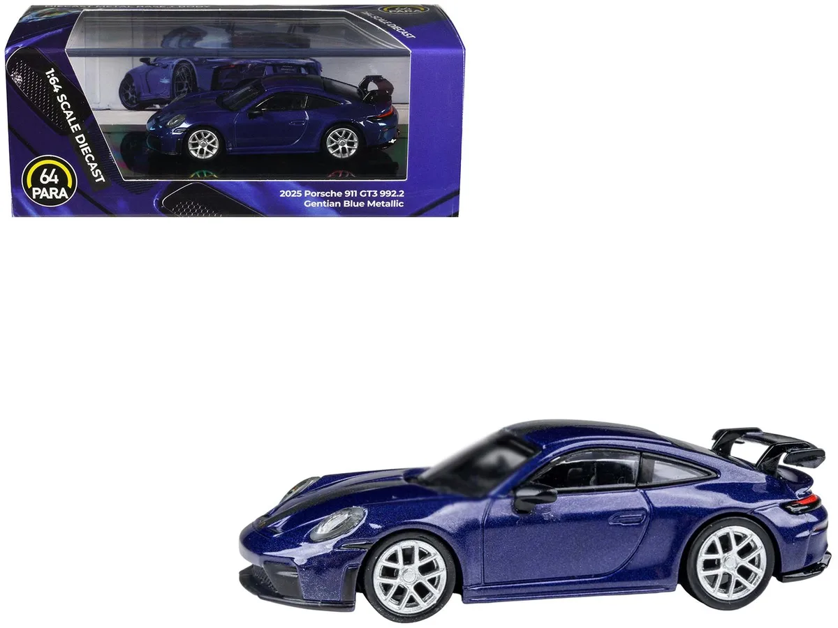 Paragon Paragon 2025 Porsche 911 GT3 992.2 Gentian Blue Carbon Stripe 1/64 Diecast — product photo