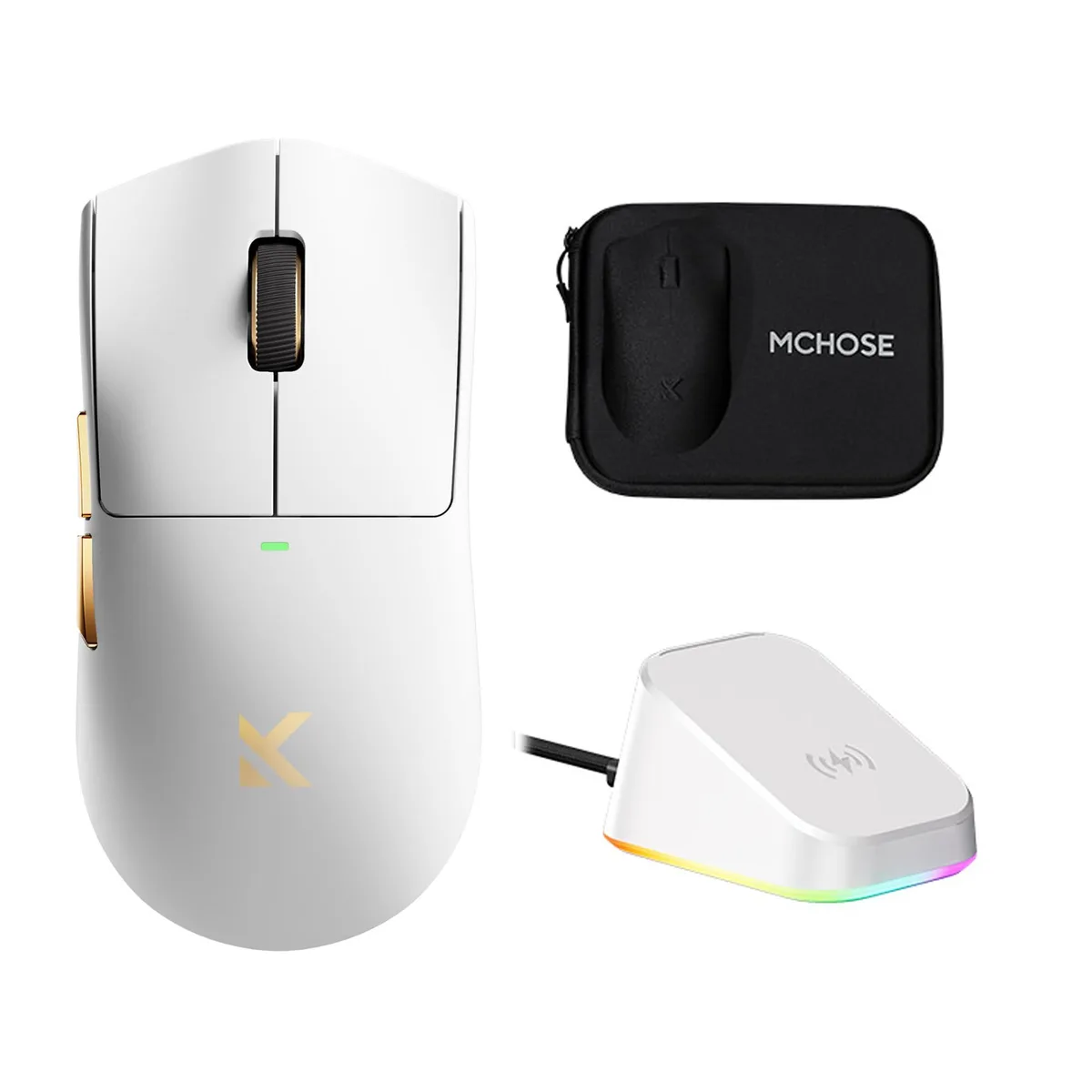 MCHOSE MCHOSE MC-K7 Ultra Gaming Mouse White 59g PAW3950 42K DPI 8K Polling 500mAh 2.4G BT Wired — product photo