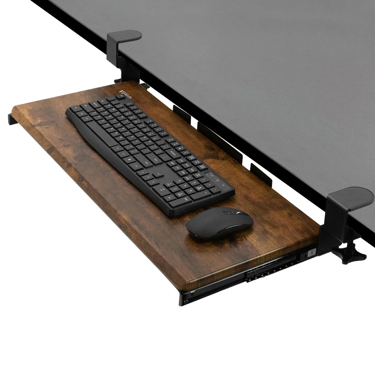 VIVO VIVO Vintage Brown Clamp Keyboard Mouse Tray 26.8" 11 lbs — product photo