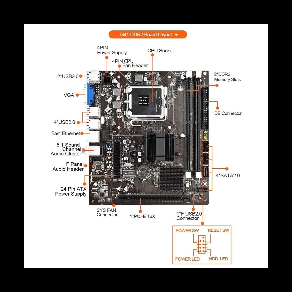 YINGHUA YINGHUA G41 server motherboard LGA771/775 DDR2 — product photo