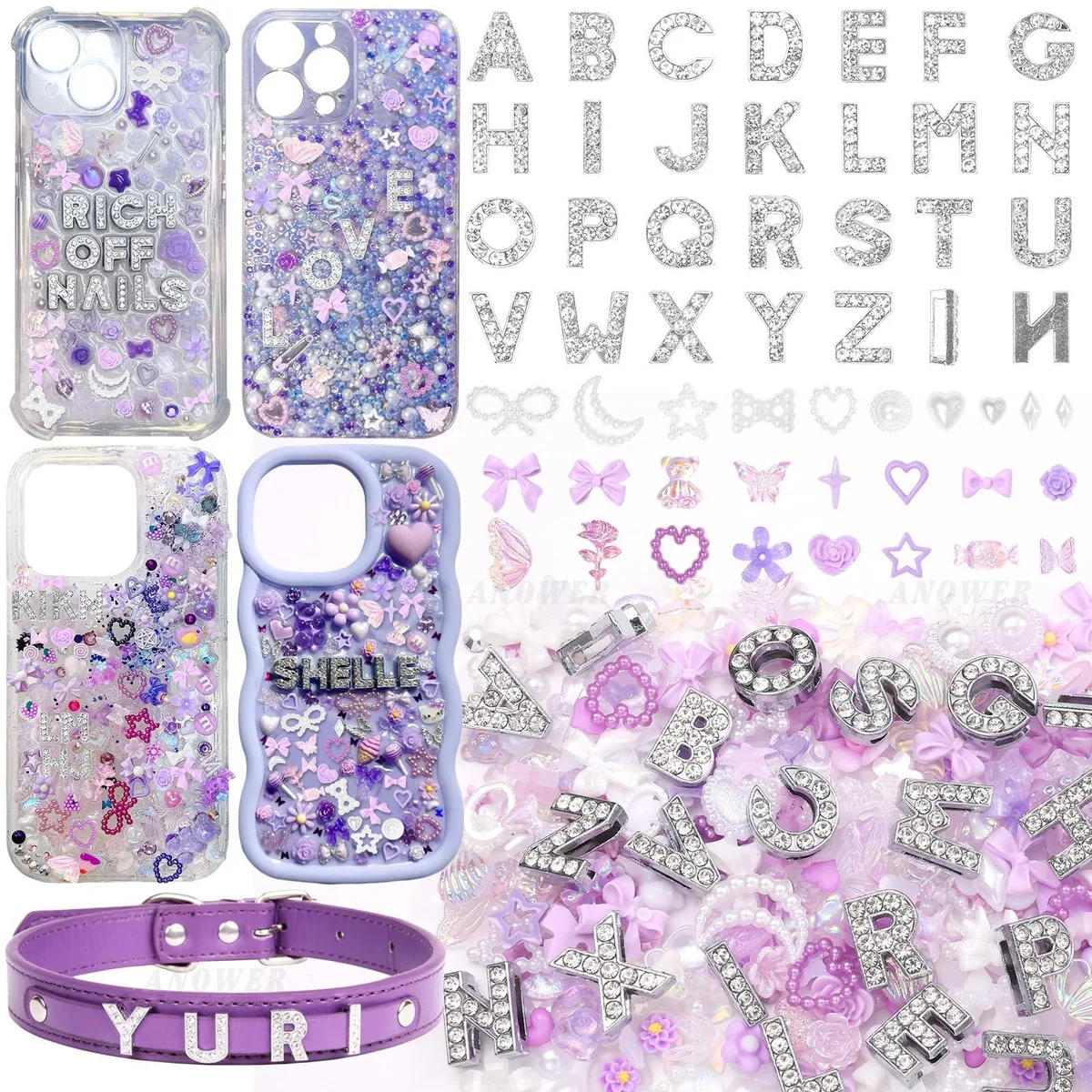  NA6769 330 Pcs Purple Jewelry Beading Kit 26 Letter Charms — product photo
