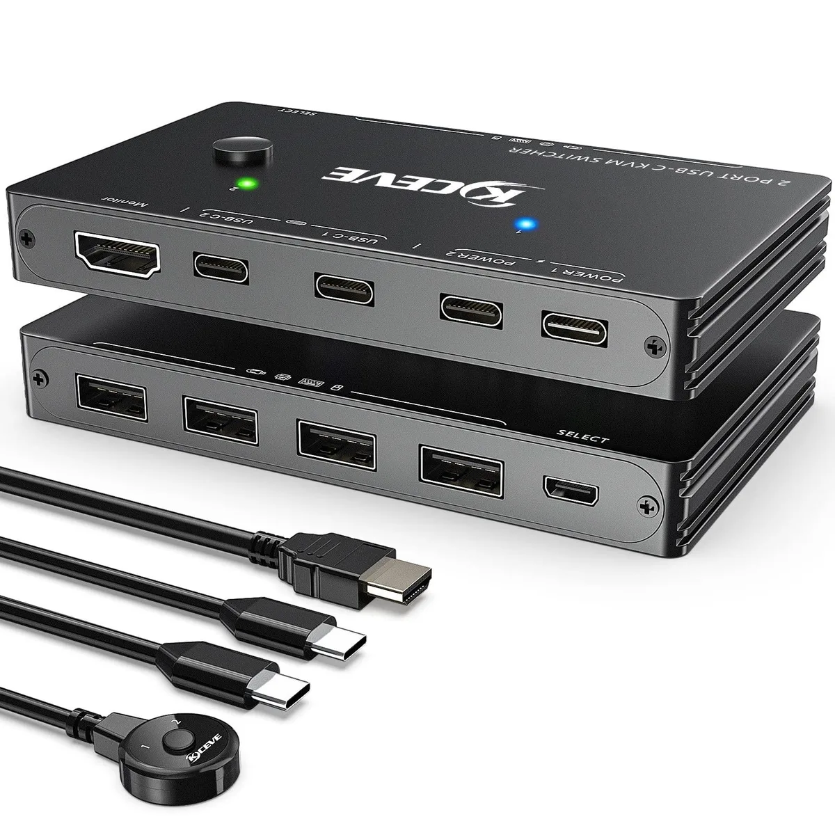 Vszerda Vszerda DZKC201TCCEU 2-Port USB-C KVM Switch 4K@60Hz 100W PD — product photo
