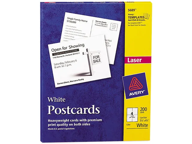 Avery Avery 5689 Laser Postcards 5 1/2 x 4 1/4 200/Box card filing — product photo